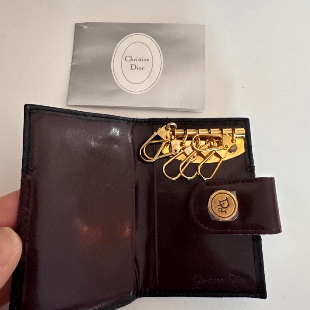 Vintage Christian Dior Leather Key Holder Card Case Compact Wallet New - Picture 2 of 6